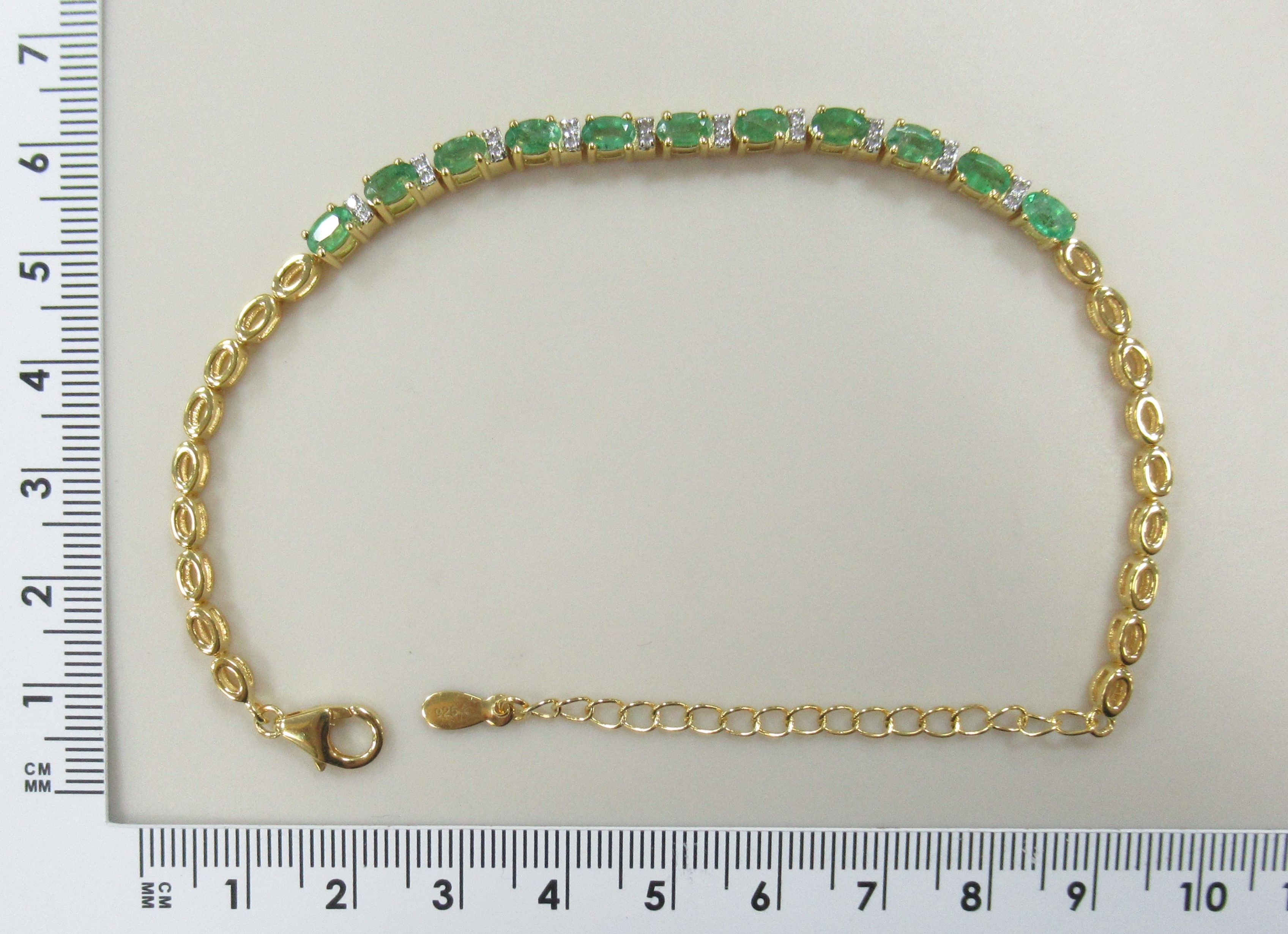 Серебряный браслет с изумрудами